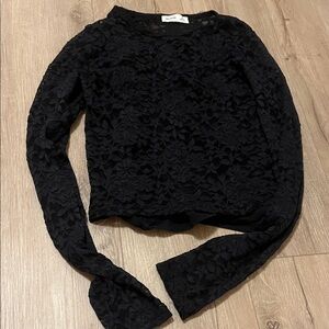 Hollister Black Floral Lace Blouse